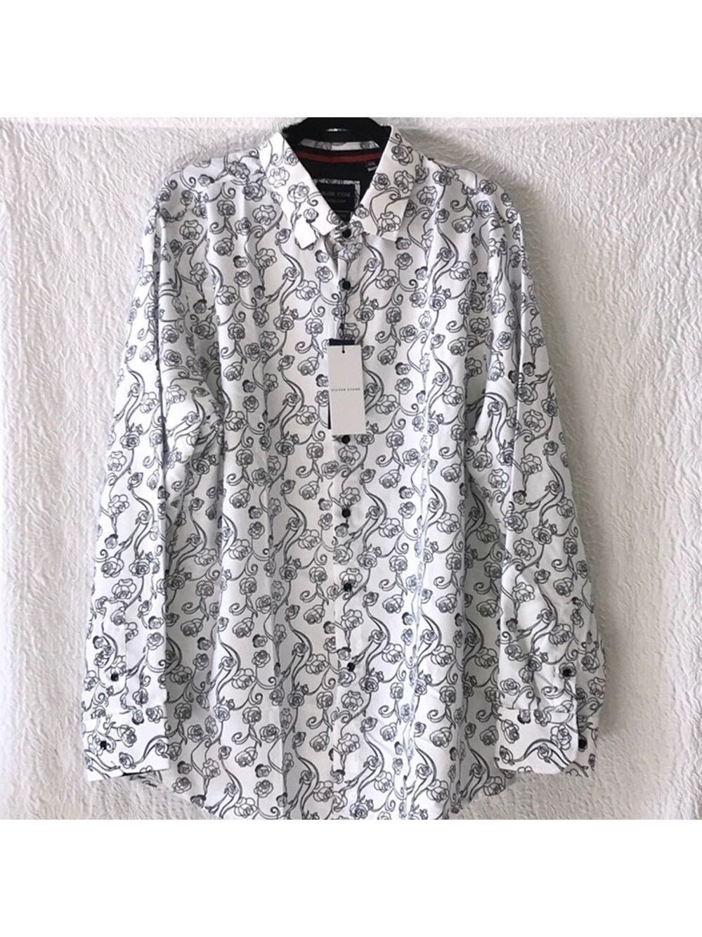 Silver Stone Collection Modern Fit Long Sleeve Floral Dress Button Down Shirt